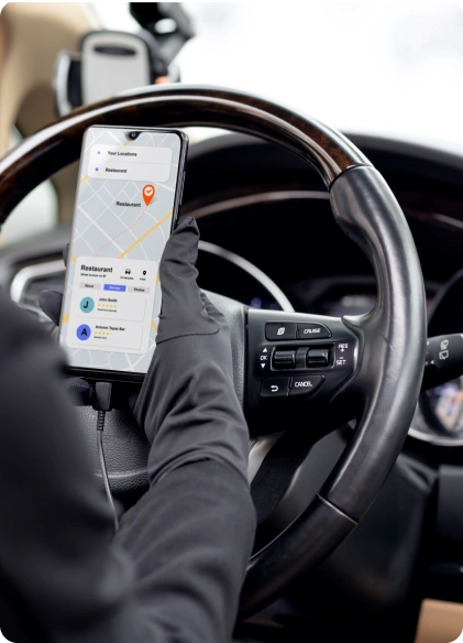 Digital solutions showcase banner highlighting transportation, delivery, booking, and ecommerce mobile applications with modern user interfaces.