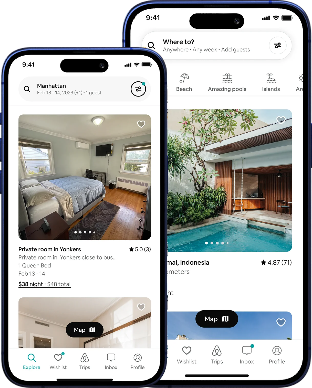 Mapped Experiences app banner featuring a travel and property booking platform with accommodation listings and mobile booking features.