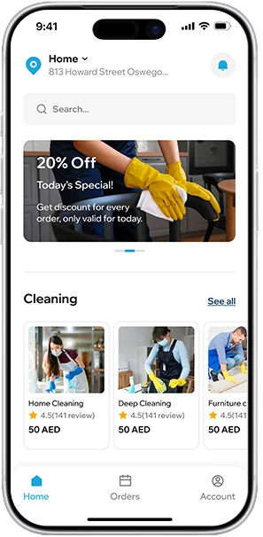 ReadyService App banner highlights a service booking platform with provider tools, simple scheduling, and admin panel controls.