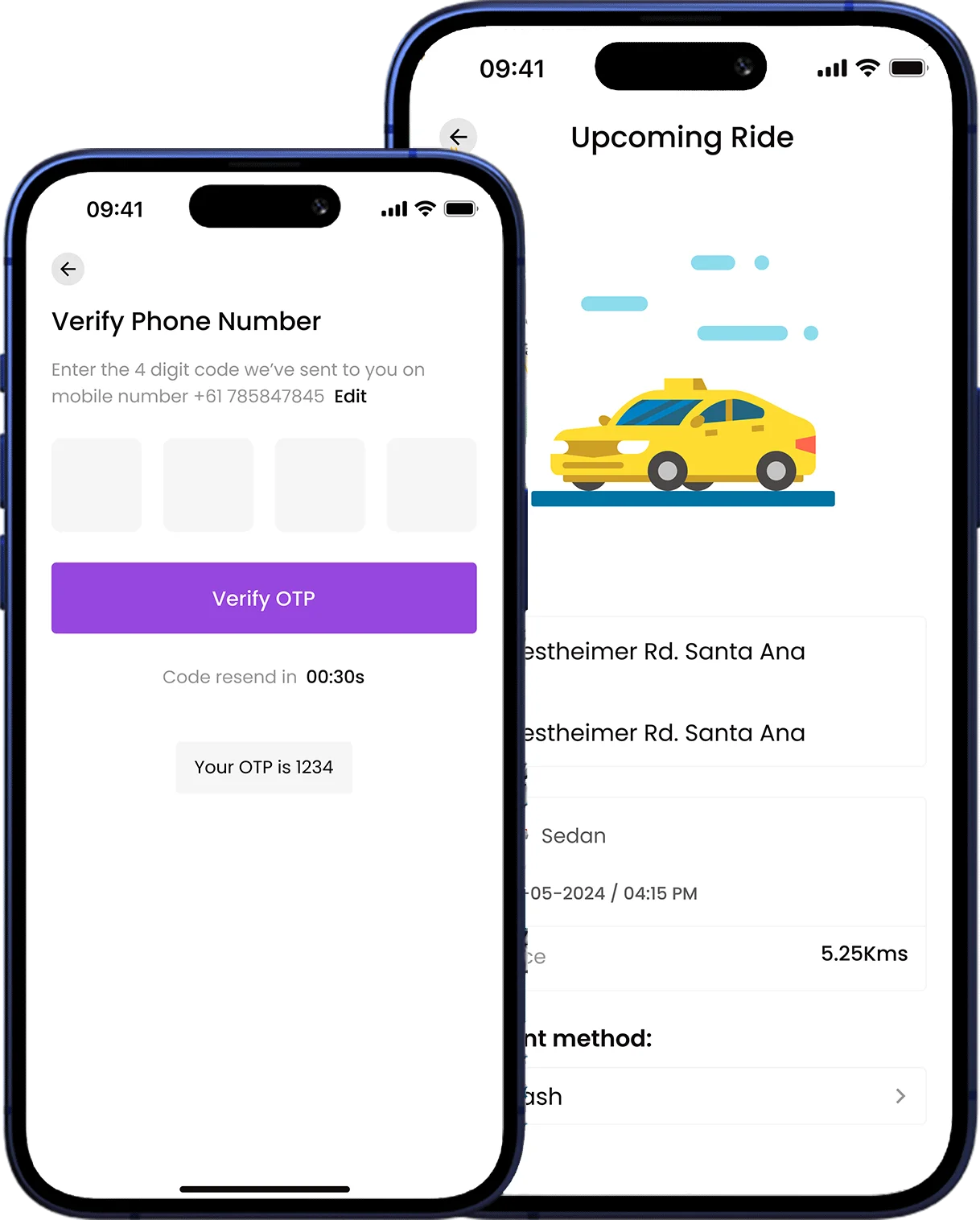 Ricky app banner showcasing a taxi booking platform with ride scheduling, driver tracking, and mobile trip management features.