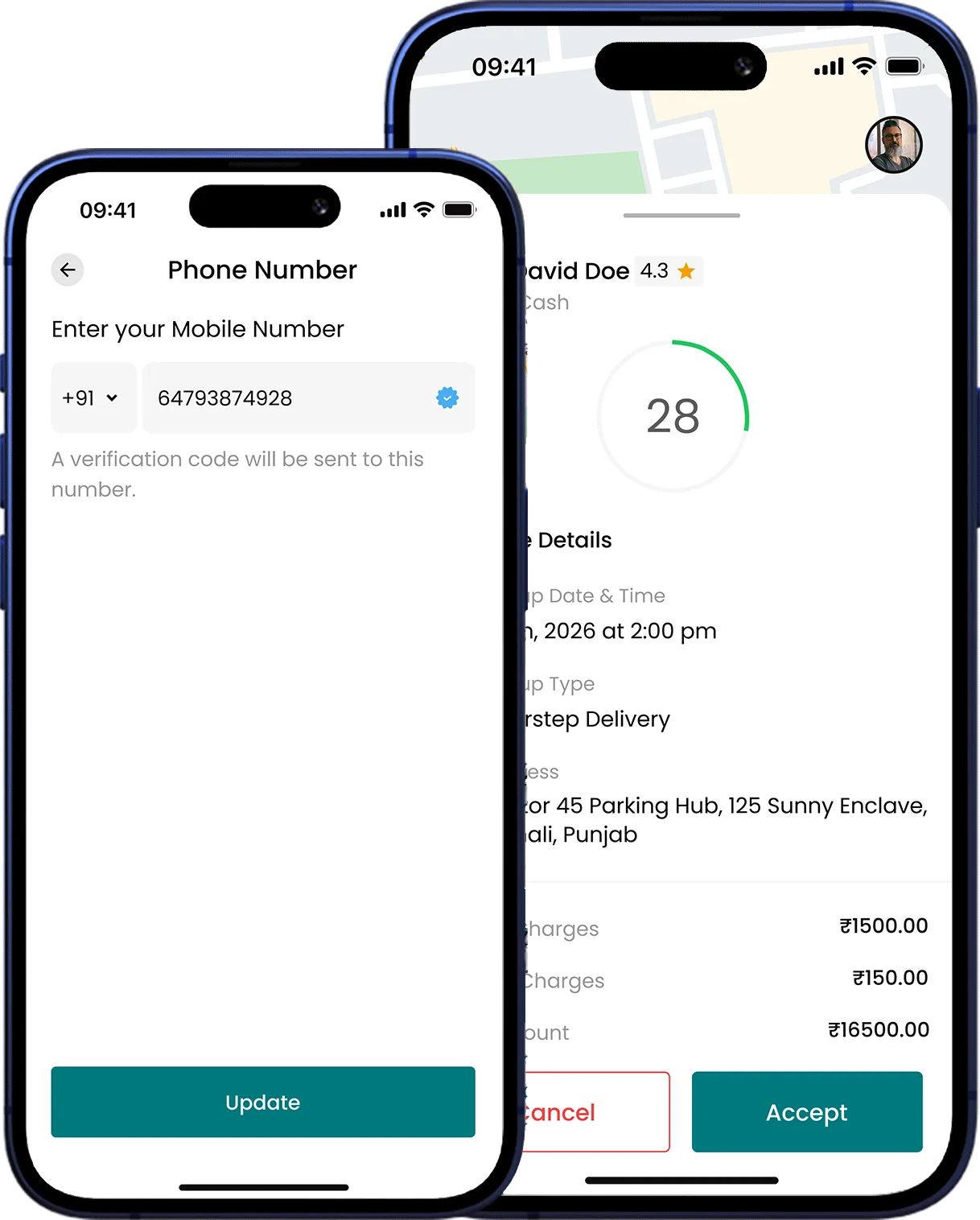 Way app showcase banner featuring a mobile ride-booking platform with trip management, secure login, and real-time tracking features.